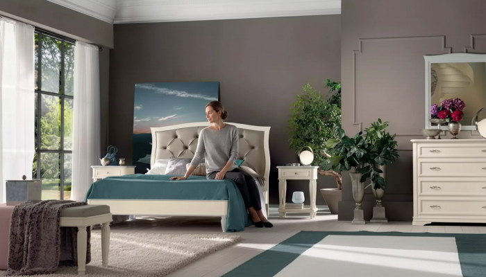 Łóżko 2x Szafki nocne 5 szt. Sypialnia Design Luxury Kredens Kompletna