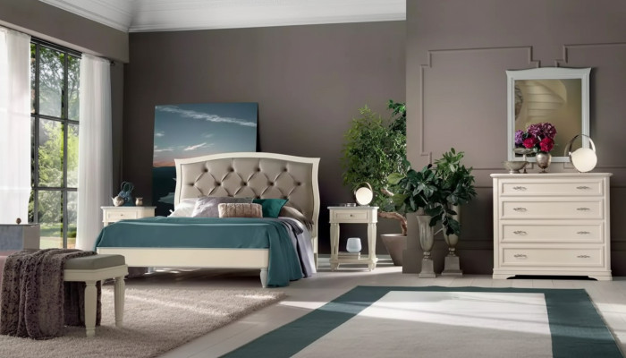 Łóżko 2x Szafki nocne 5 szt. Sypialnia Design Luxury Kredens Kompletna