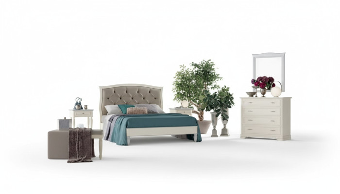 Łóżko 2x Szafki nocne 5 szt. Sypialnia Design Luxury Kredens Kompletna