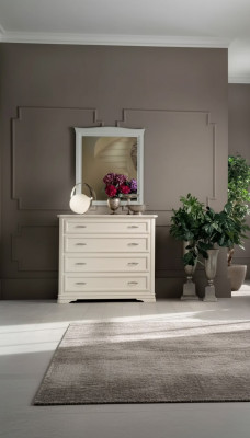 Kredens z Lustro Drewno Komody Meble Modern Szafa Beż 2 szt. Nowy