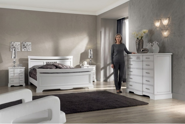 Łóżko 2x Szafki nocne Zestaw Sypialnia 4-częściowy Modern Luxury Sypialnia Nowość