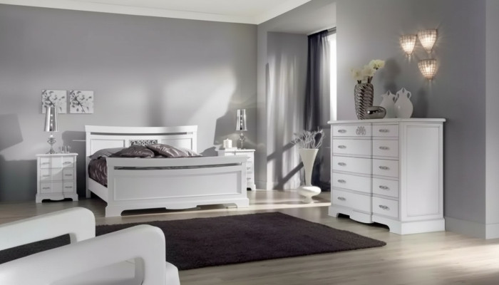 Łóżko 2x Szafki nocne Zestaw Sypialnia 4-częściowy Modern Luxury Sypialnia Nowość