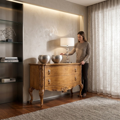 Kredens Luxury Meble Design Drewno Sypialnia Drewno Szafa Brązowe Nowość