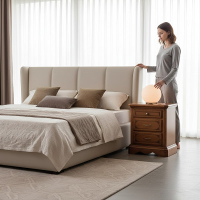 Design Stolik nocny Tabela Meble Brown Drewno Sypialnia Stolik Nowość