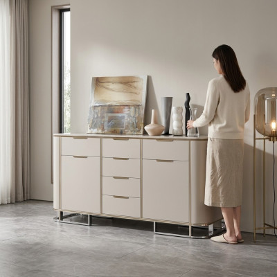Kredens Włoskie Drewno Meble Design Luxury Biały Kredens Szafa Nowy