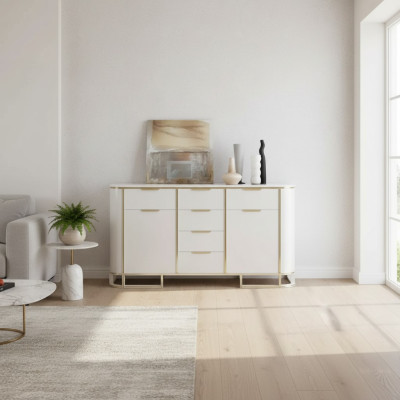 Kredens Włoskie Drewno Meble Design Luxury Biały Kredens Szafa Nowy