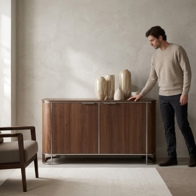 Kredens Designerski Luksusowe Szafki Kredens Brązowy Klasyczny Design Nowość