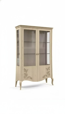 Gablota Drewno Luxury Classic Kredens Design Meble Włoski Beż