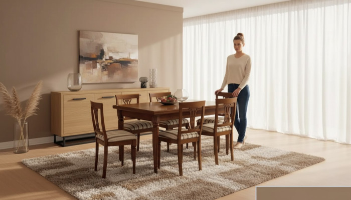 Stół obiadowy Tabela Meble 4x Krzesła Zestaw 7 sztuk. Design jadalnia Ustawić Neuv