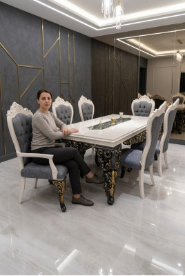 Nowoczesne krzesło do jadalni 6x Krzesła luksusowy zestaw 6x Krzesła Designerskie krzesła Drewno