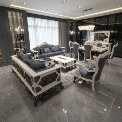 Nowoczesny 4-częściowy zestaw do salonu stylowe 2x sofy designerskiego Fotel nowość