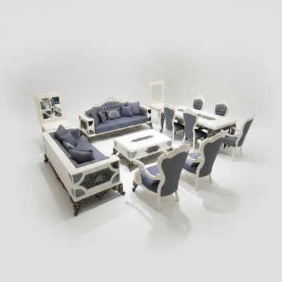 Nowoczesny 4-częściowy zestaw do salonu stylowe 2x sofy designerskiego Fotel nowość