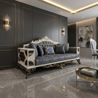 Luksusowa Sofa 3 miejsce do siedzenia Sofa Noble Elegancka Sofa do Salonu Art Deco Nowość