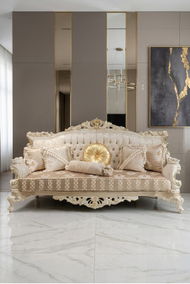 Elegancka Sofa 3 miejsce do siedzenia Noble Stylowe Meble do Salonu Sofa Beżowa Nowość