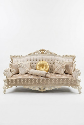 Elegancka Sofa 3 miejsce do siedzenia Noble Stylowe Meble do Salonu Sofa Beżowa Nowość