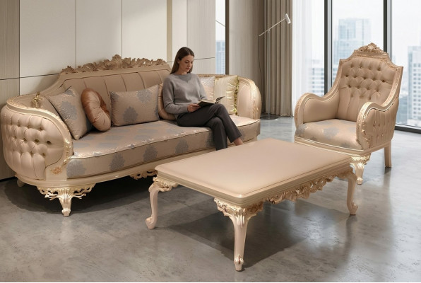 Stylowa Luksusowa 3-miejsce siedzące Sofa Salonowa Fotel Noble Meble Nowa
