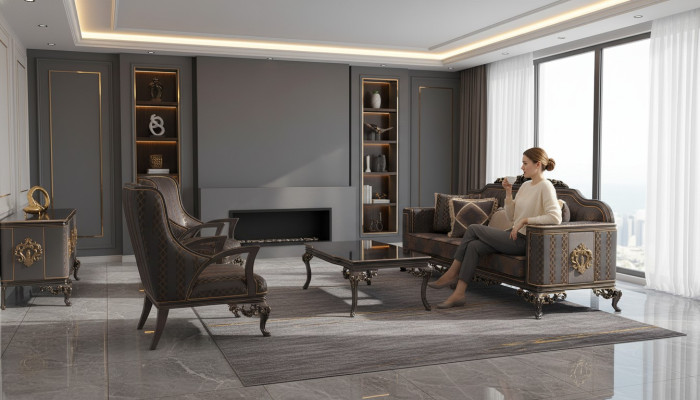 Luksusowy 3-częściowy zestaw sofowy 3 miejsce do siedzenia Relaks 2x Fotel Deluxe