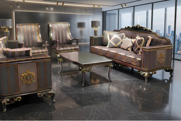 Zestaw wypoczynkowy Deluxe 3+3 miejsce do siedzenia Nowoczesna sofa Elegancki salon