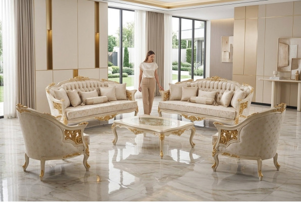 Ekskluzywny, luksusowy Zestaw sofowy 3 3 1 1 miejsce do siedzenia Nowoczesny zestaw do salonu Elegancki komplet