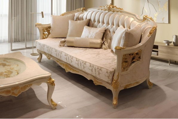Wykwintna sofa do salonu Deluxe 3 miejsce do siedzenia Sofa Noble Beżowa sofa do salonu