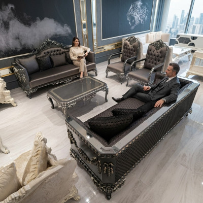 Design Mebel Zestaw do salonu Zestaw sofowy 2x Sofa + 2x Fotel + Zestaw kawowy