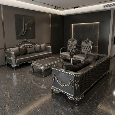 Design Mebel Zestaw do salonu Zestaw sofowy 2x Sofa + 2x Fotel + Zestaw kawowy
