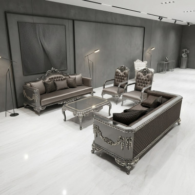 Eleganckie sofy do salonu 3+3 miejsce do siedzenia Stylowy komplet 2x sofy Nowość