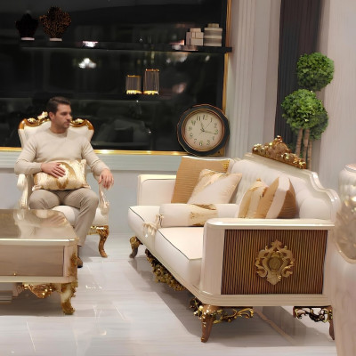Elegancki komplet mebli do salonu luksusowa sofa wygodny komplet foteli z 2