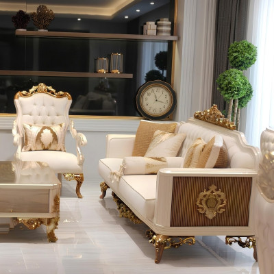 Elegancki komplet mebli do salonu luksusowa sofa wygodny komplet foteli z 2