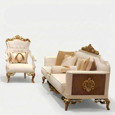 Elegancki komplet mebli do salonu luksusowa sofa wygodny komplet foteli z 2