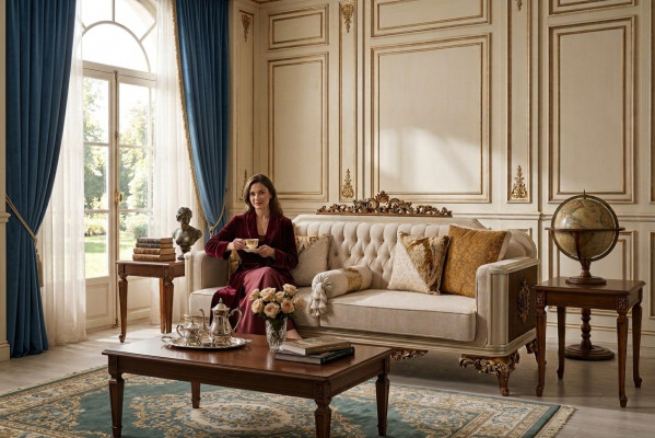 Luksusowe 3 miejsce do siedzenia Sofa Salon Meble Elegancka Sofa 3 miejsce do siedzenia Włókienniczy Beż