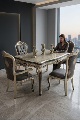 Designerska jadalnia Meble Stół obiadowy z Drewno Tabela Gold Platz dla 6 osób