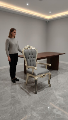 Ekskluzywna jadalnia Chesterfield Krzesło Cosy Krzesło Drewno Włókienniczy jadalnia Krzesła