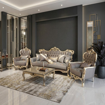 Designerski zestaw do salonu Zestaw sofowy zestaw Zestaw sofowy 3+3+1+1 2x sofy 2x fotel