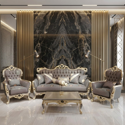 Ekskluzywny Zestaw sofowy zestaw 3+3+1 3-częściowy 2x sofa Fotel Relaks Zestaw luksusowy