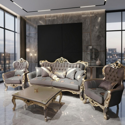 Stylowy zestaw do salonu Chesterfield Zestaw sofowy 3+1+1 miejsce do siedzenia na kanapie