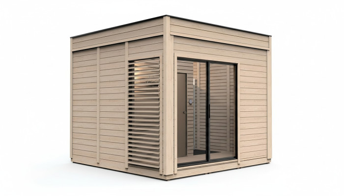 Sauna drewniana Sauna zewnętrzna Drewno Drewno sosnowe Domek saunowy z panoramicznym ogrodem
