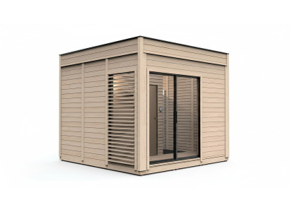 Sauna drewniana Sauna zewnętrzna Drewno Drewno sosnowe Domek saunowy z panoramicznym ogrodem