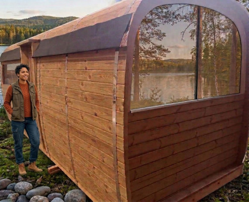 Sauna drewniana Sauna zewnętrzna Drewno Drewno sosnowe Domek z sauną Domek z sauną