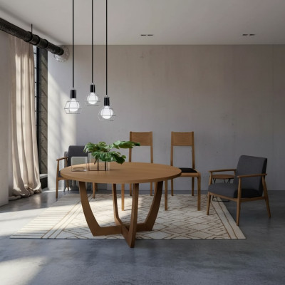 Okrągłe Stół obiadowy Drewno Stół kuchenny Okrągłe w nowym stylu nowoczesny brązowy 140cm