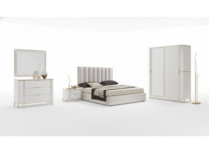 Łóżko 2x Szafki nocne Kredens Zestaw Sypialnia 6-częściowy Design Luxury nowość