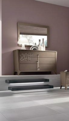 Kredens Lustro New Luxury Kompletny zestaw Sypialnia Kredens Brązowy 2 sztuki