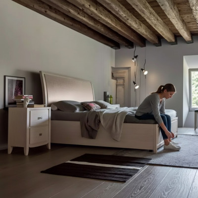 Łóżko 2x Szafki nocne Luksusowy Komplet Sypialnia Meble szare 3-częściowe
