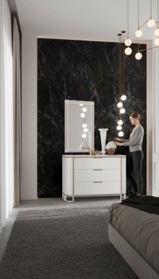 Zestaw Sypialnia Kredens Lustro New Luxury Kompletny nowy Biały 2-częściowy