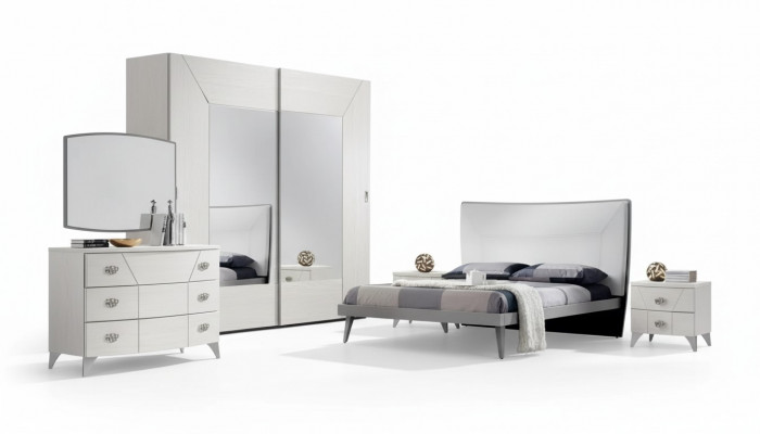 Sypialnia Zestaw Łóżko 2x Szafki nocne Kredens 6-częściowy luksusowy design