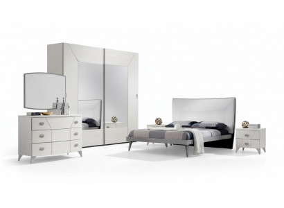 Sypialnia Zestaw Łóżko 2x Szafki nocne Kredens 6-częściowy luksusowy design