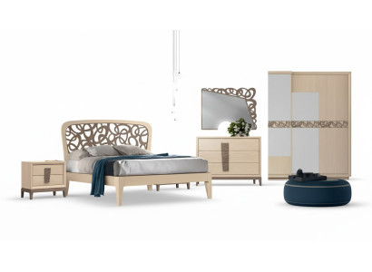 Sypialnia Zestaw Łóżko 2x Szafki nocne Szafa Design Luksusowy nowy 6-częściowy
