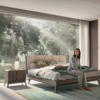 Sypialnia Zestaw Łóżko 2x Szafki nocne Design Luksusowe nowe 3-częściowe Nowoczesne łóżka