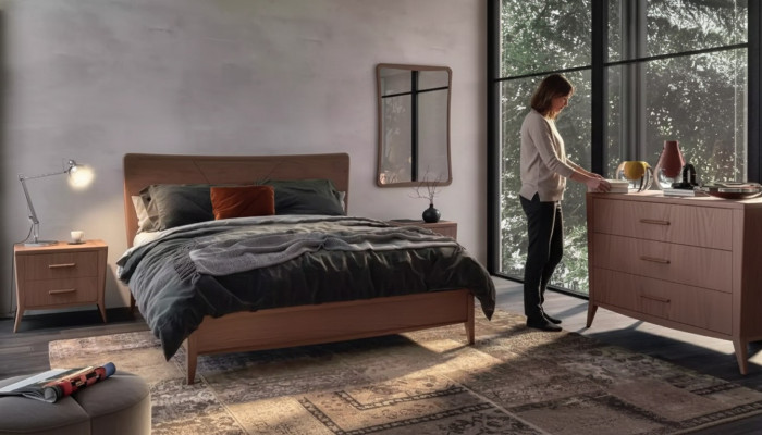 Sypialnia Zestaw Łóżko 2x Szafki nocne Kredens Design Luxury Meble 4szt