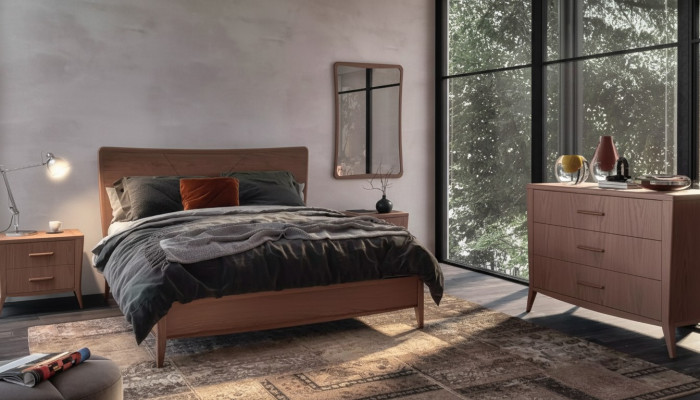 Sypialnia Zestaw Łóżko 2x Szafki nocne Kredens Design Luxury Meble 4szt